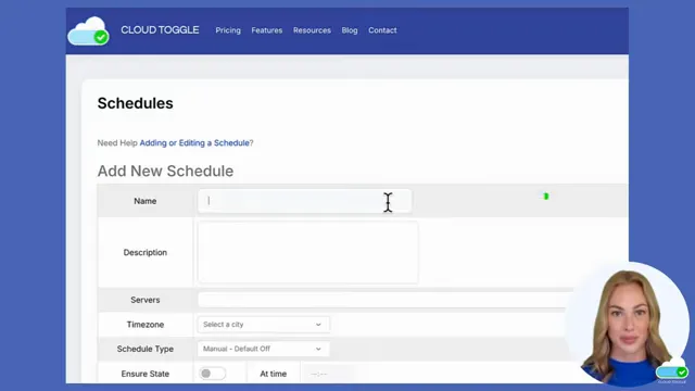 Add schedule form being accessed on Cloud Toggle