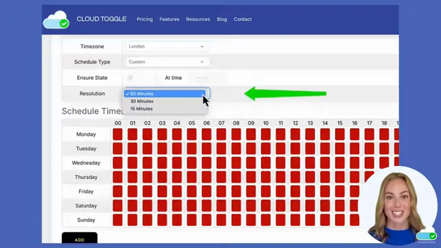 Selecting schedule resolution: 60, 30, or 15 minutes