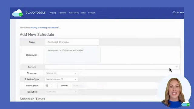 Add schedule screen with name and description fields visible