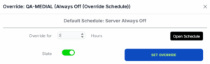 Override VM schedule with CLOUD TOGGLE